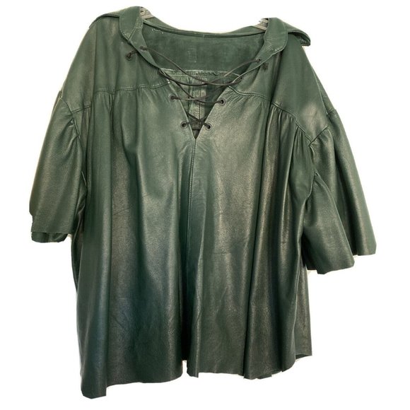 RAVEN WWF Wrestling Original 3XL Green LEATHER Shirt ECW NWA WWE WCW - Picture 1 of 8